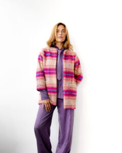 Checked wool-blend jacket