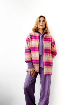 Checked wool-blend jacket