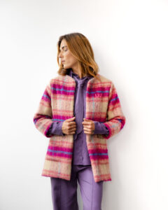 Checked wool-blend jacket