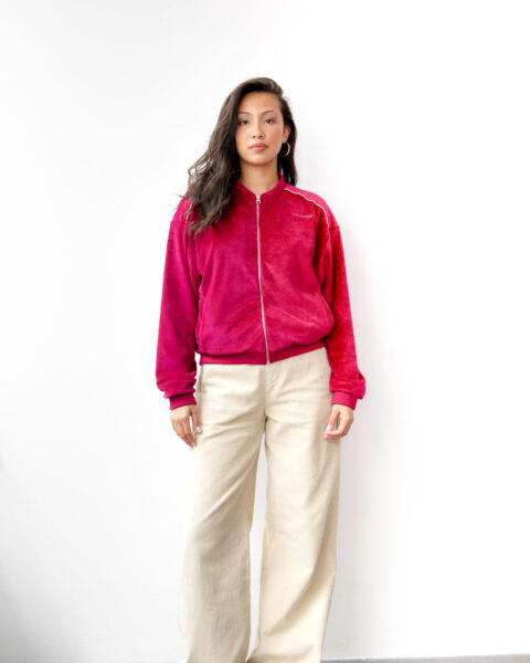 Smooth velvet bomber jacket in granita colour
