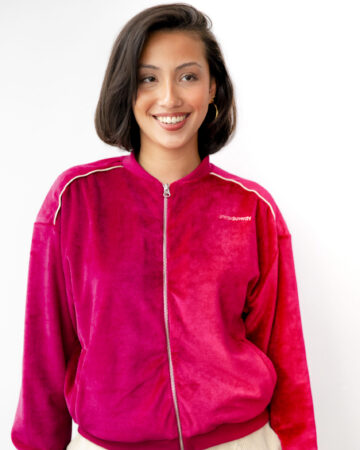 Smooth velvet bomber jacket in granita colour