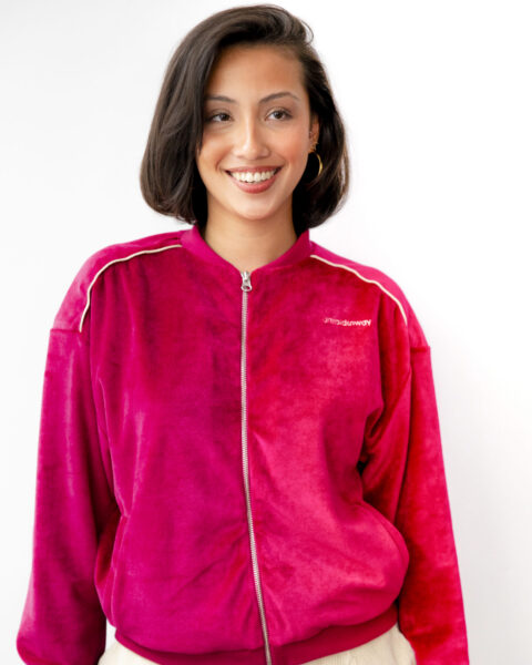 Smooth velvet bomber jacket in granita colour
