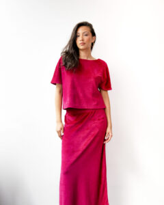 Smooth velvet skirt in granita colour