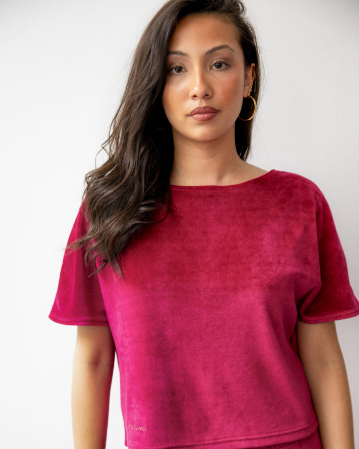 Smooth velvet top in granita colour