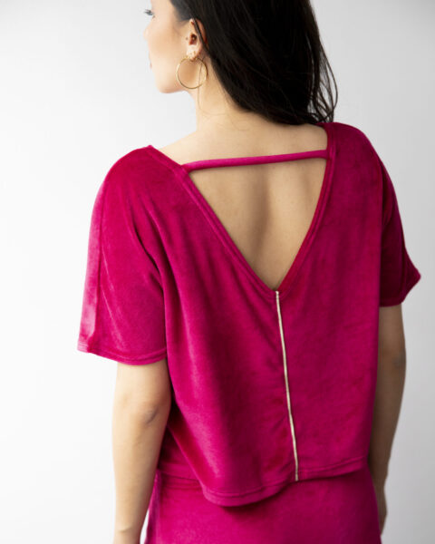 Smooth velvet top in granita colour
