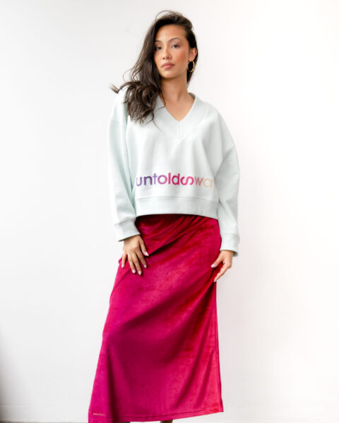 Light blue V-neck sweatshirt