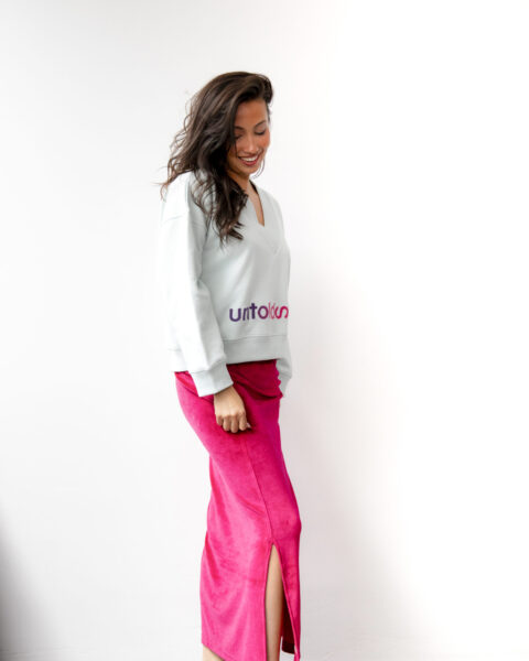 Smooth velvet skirt in granita colour