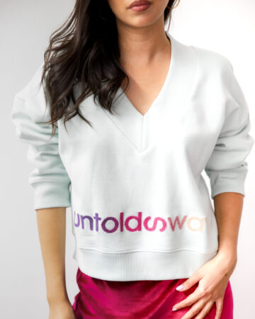 Light blue V-neck sweatshirt